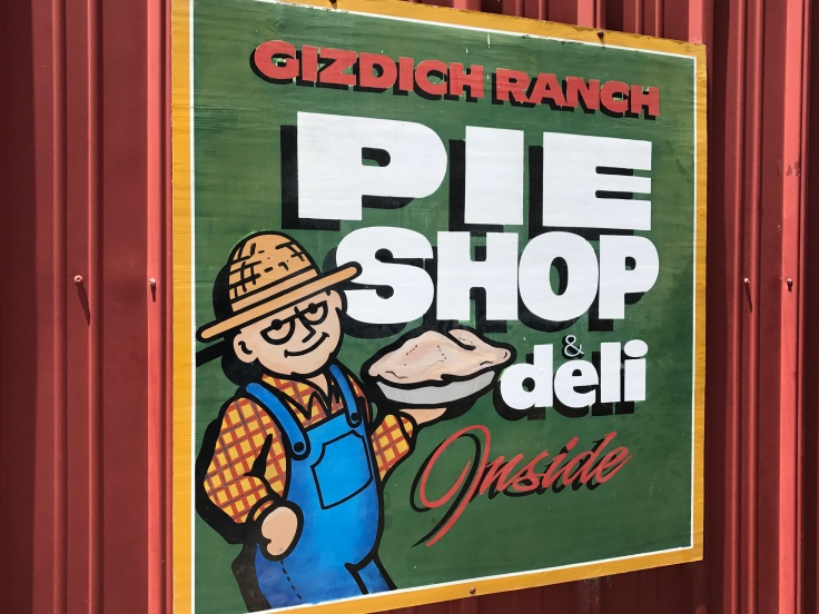 A Sign at Gizdich Ranch Reads, "Gizdich Ranch Pie Shop & Deli Inside"