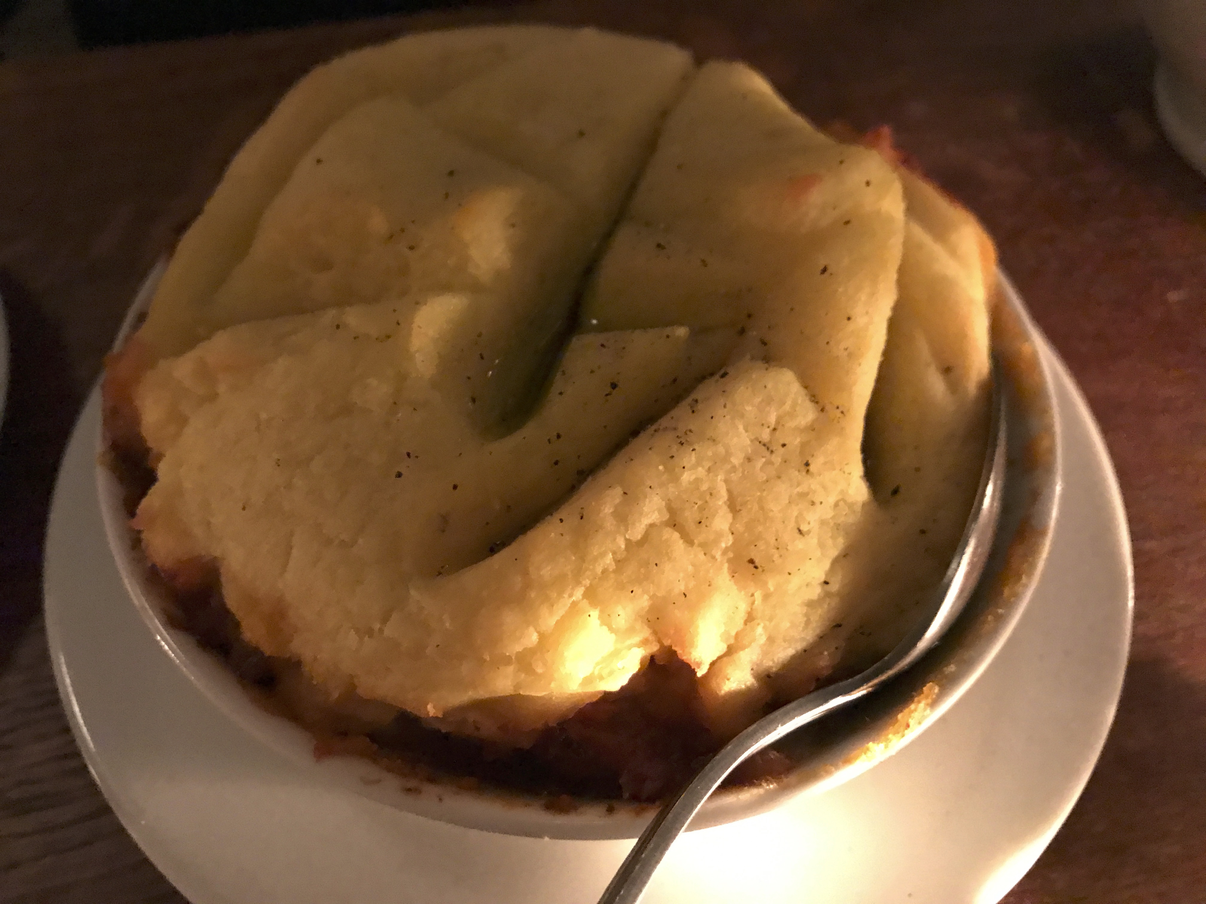 A photo of hachis parmentier boeuf mijoté et purée (a traditional French casserole made with beef stew and whipped potatoes) at Buvette, a Local restaurant in Paris, France. Photo Courtesy of FoodWaterShoes